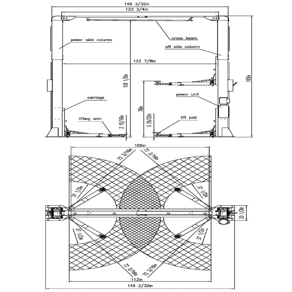 APlusLift 12,000LB 2-Post Overhead Single Release Direct Drive Car Lift with A 3-Year Warranty - AP-12SR