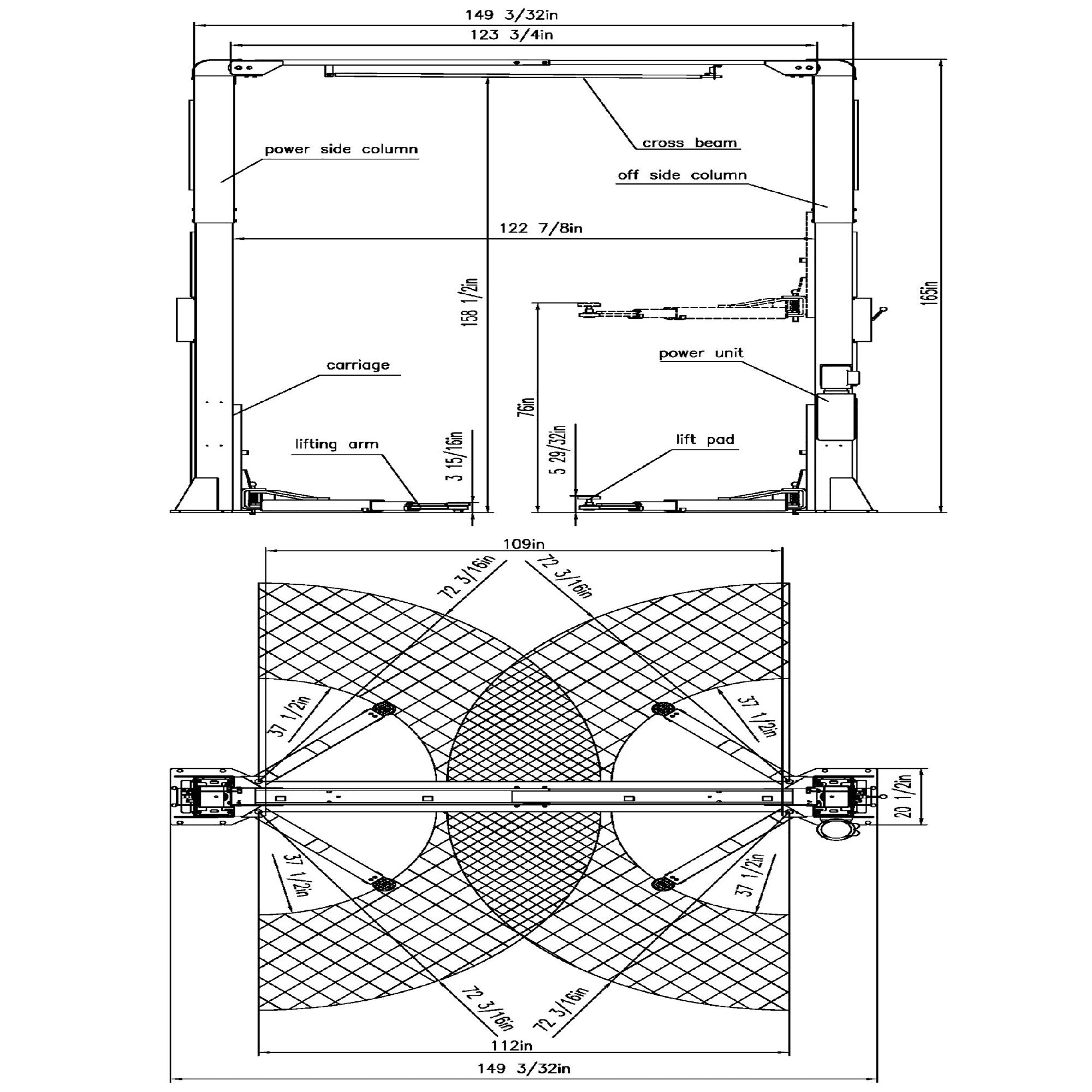 APlusLift 12,000LB 2-Post Overhead Single Release Direct Drive Car Lift with A 3-Year Warranty - AP-12SR