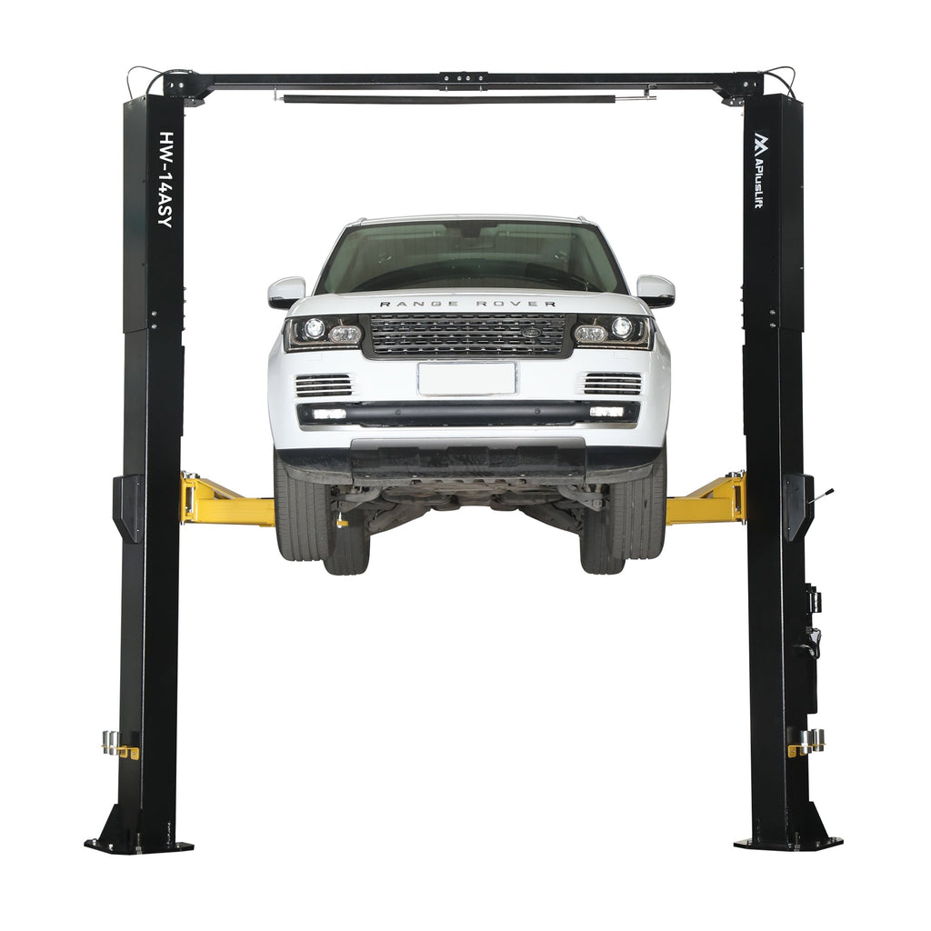 APlusLift 14,000LB 2-Post Overhead Symmetrical and Truly Asymmetrical Single Release Car Lift with 3 Year Warranty - HW-14ASY